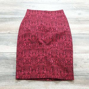 Worthington Womens Size 10 Pencil Skirt Embroidered Deep Red Dress Party Office